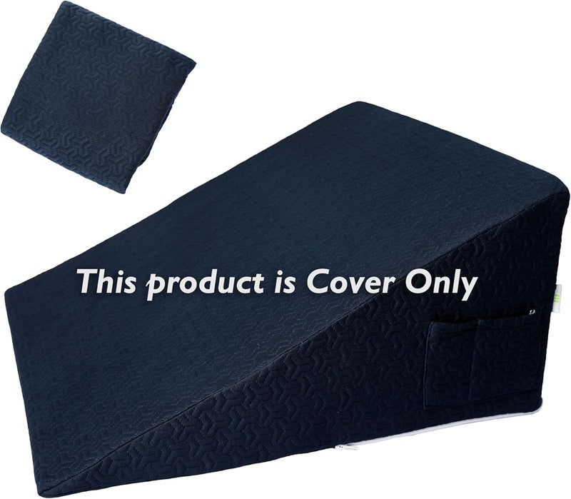 MEOVEN Wedge Pillow Cover for 24x24x12 Bed Wedge Pillow, Hypoallergenic Replacement Case Cover with Zipper & Pockets, Navy Blue - Image 4
